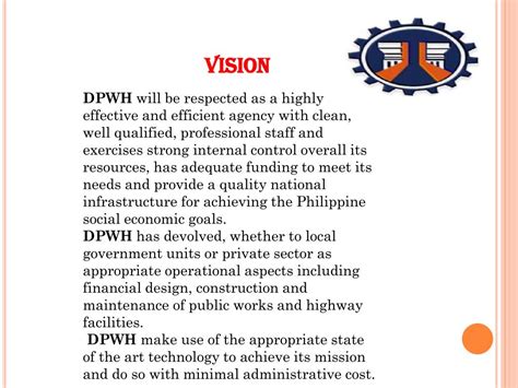 dpwh vision mission|About DPWH .